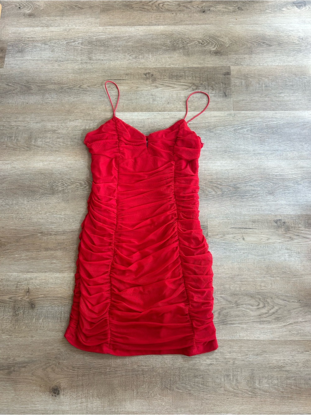 Princess Polly Red Ruched Spaghetti Strap Mini Dress